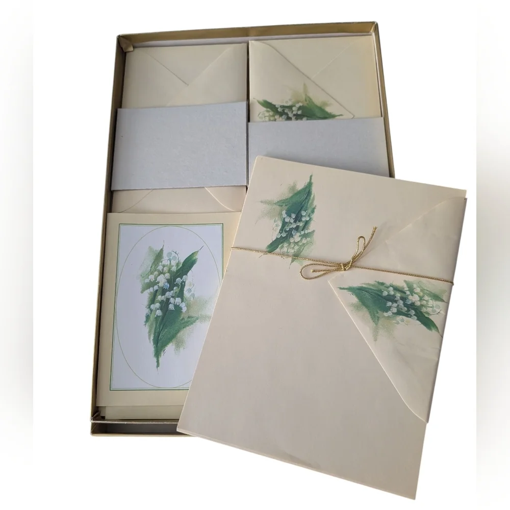 Vintage Montag Mead‎ Cumberland Lily of the valley Floral Stationery Set NIP